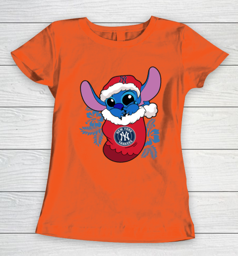 New York Yankees Christmas Stitch In The Sock Funny Disney MLB Women's T-Shirt 5