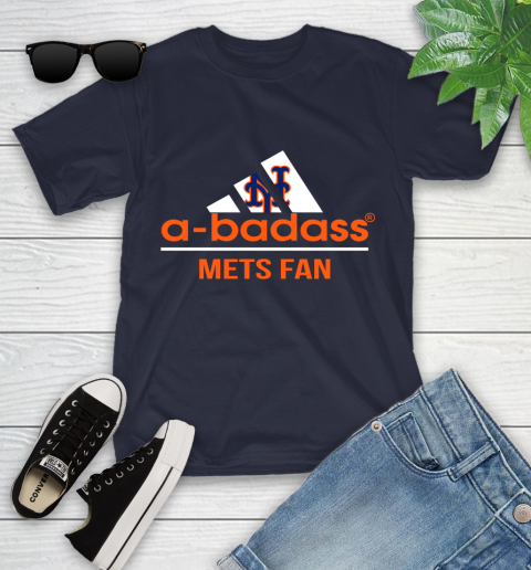 MLB A Badass New York Mets Fan Adidas Baseball Sports Youth T-Shirt 2