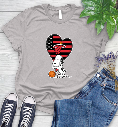Miami Heat NBA Basketball The Peanuts Movie Adorable Snoopy Women's T-Shirt 10