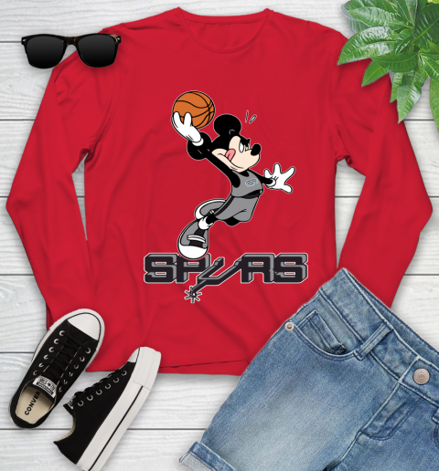 NBA Basketball San Antonio Spurs Cheerful Mickey Mouse Shirt Youth Long Sleeve 11