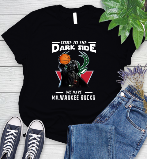 NBA Come To The Dark Side We Have Milwaukee Bucks Star Wars Darth Vader Basketball Women's T-Shirt