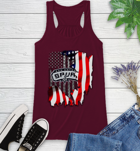 San Antonio Spurs NBA Basketball American Flag Racerback Tank 2