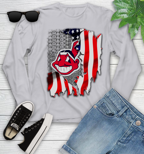 Cleveland Indians MLB Baseball American Flag Youth Long Sleeve 5