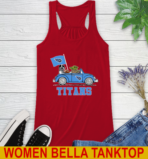 NFL Football Tennessee Titans Darth Vader Baby Yoda Driving Star Wars Shirt Racerback Tank 6