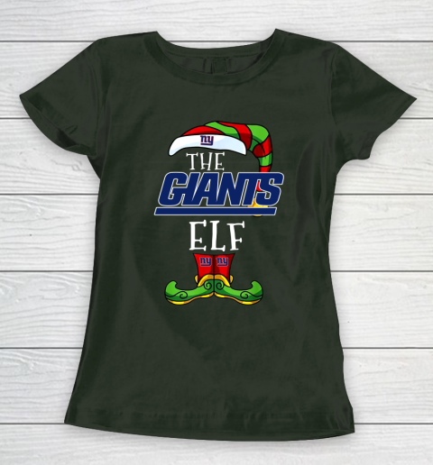 New York Giants Christmas ELF Funny NFL Women's T-Shirt 4