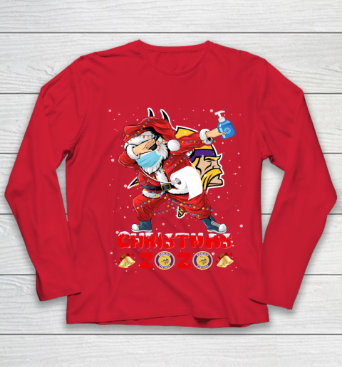 Minnesota Vikings Funny Santa Claus Dabbing Christmas 2020 NFL Youth Long Sleeve 8