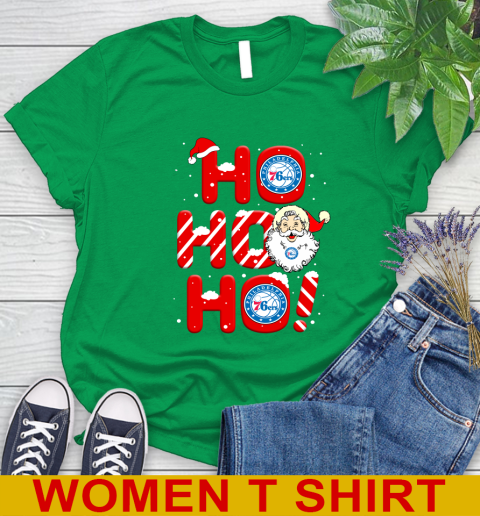 Philadelphia 76ers NBA Basketball Ho Ho Ho Santa Claus Merry Christmas Shirt Women's T-Shirt 7