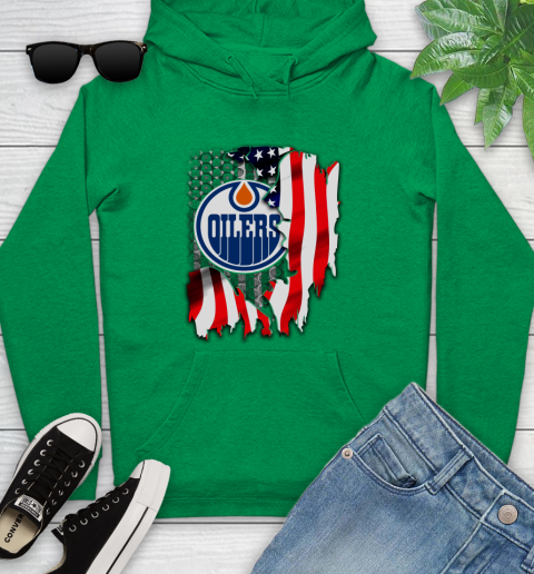 Edmonton Oilers NHL Hockey American Flag Youth Hoodie 9