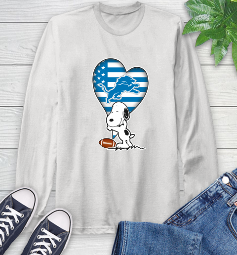 Detroit Lions NFL Football The Peanuts Movie Adorable Snoopy Long Sleeve T-Shirt