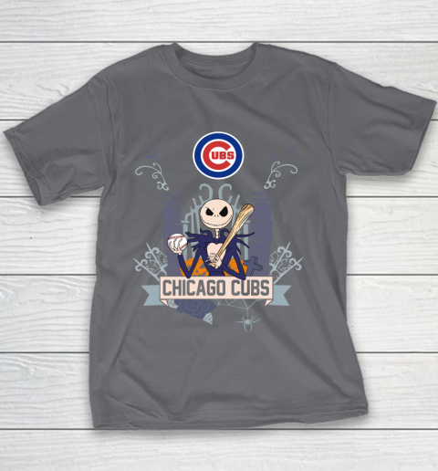 MLB Chicago Cubs Baseball Jack Skellington Halloween Youth T-Shirt 5