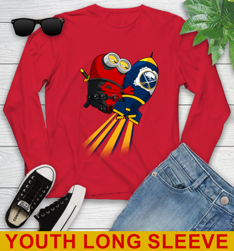 NHL Hockey Buffalo Sabres Deadpool Minion Marvel Shirt Youth Long Sleeve 11