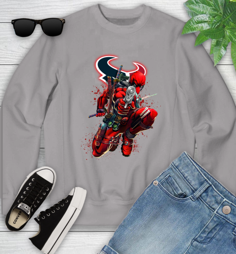 NFL Deadpool Marvel Comics Sports Football Houston Texans Youth Sweatshirt 4
