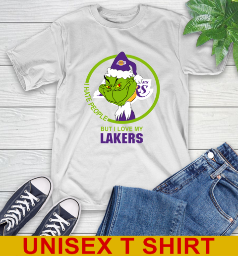 Los Angeles Lakers NBA Christmas Grinch I Hate People But I Love My Favorite Basketball Team T-Shirt