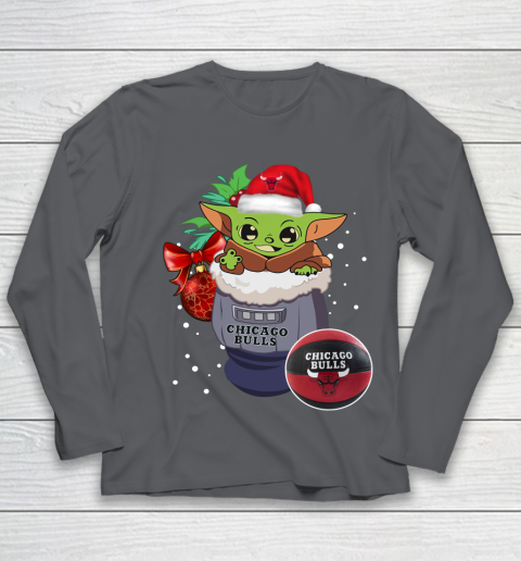 Chicago Bulls Christmas Baby Yoda Star Wars Funny Happy NBA Youth Long Sleeve 8