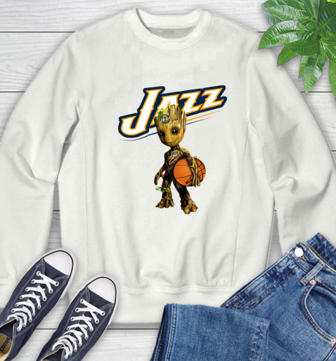 Utah Jazz NBA Basketball Groot Marvel Guardians Of The Galaxy Sweatshirt