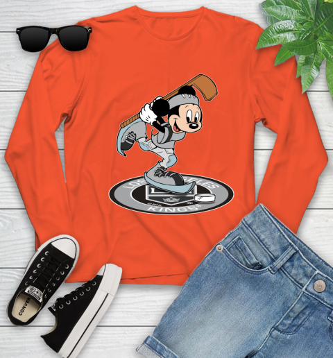 NHL Hockey Los Angeles Kings Cheerful Mickey Disney Shirt Youth Long Sleeve 4