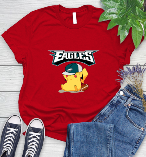 NFL Pikachu Football Sports Philadelphia Eagles Women's T-Shirt 9