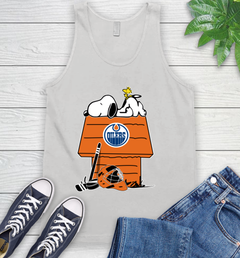 Edmonton Oilers NHL Hockey Snoopy Woodstock The Peanuts Movie Tank Top
