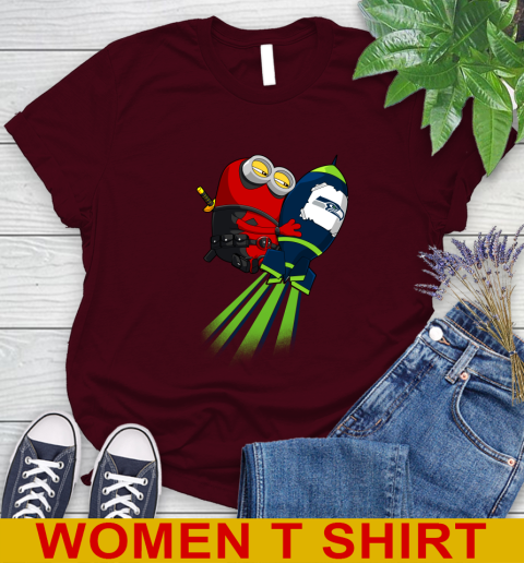 NFL Football Seattle Seahawks Deadpool Minion Marvel Shirt Women's T-Shirt 7 NFL Football Seattle Seahawks Deadpool Minion Marvel Shirt Women's T-Shirt - Image 7