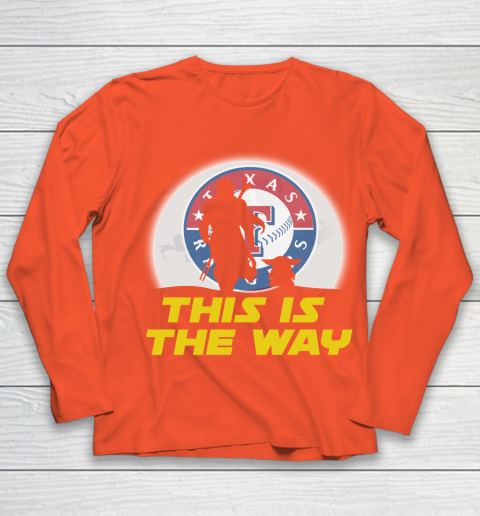 Texas Rangers MLB Baseball Star Wars Yoda And Mandalorian This Is The Way Youth Long Sleeve 3