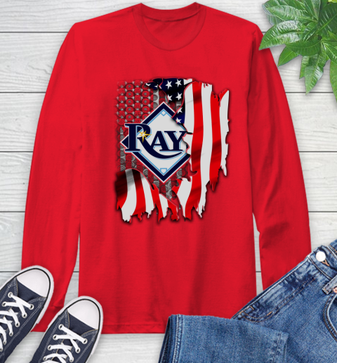 Tampa Bay Rays MLB Baseball American Flag Long Sleeve T-Shirt 11