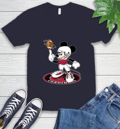 NFL Football Arizona Cardinals Cheerful Mickey Disney Shirt fish pond V-Neck T-Shirt 3
