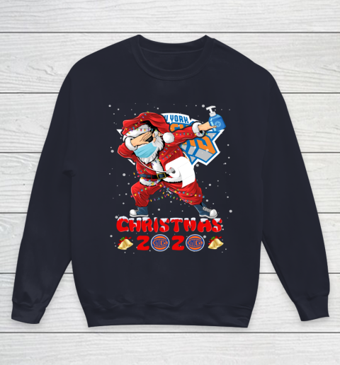 New York Knicks Funny Santa Claus Dabbing Christmas 2020 NBA Youth Sweatshirt 2