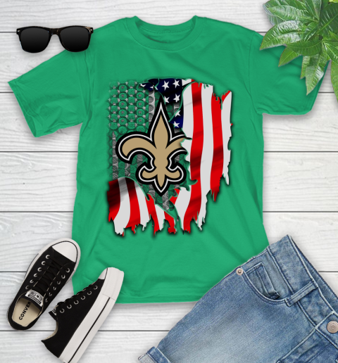 New Orleans Saints NFL Football American Flag Youth T-Shirt 8