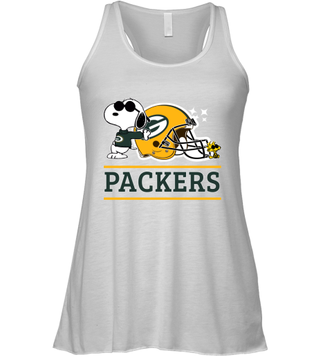 The Green Bay Packers Joe Cool And Woodstock Snoopy Mashup Racerback Tank