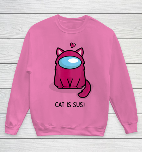Among Us Game Shirt Cute Cat Astronaut Among me or us Nerdy Girl Gamer Youth Sweatshirt 3