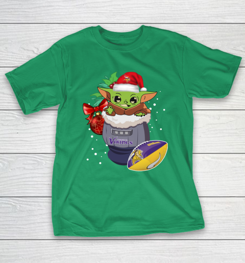 Minnesota Vikings Christmas Baby Yoda Star Wars Funny Happy NFL T-Shirt