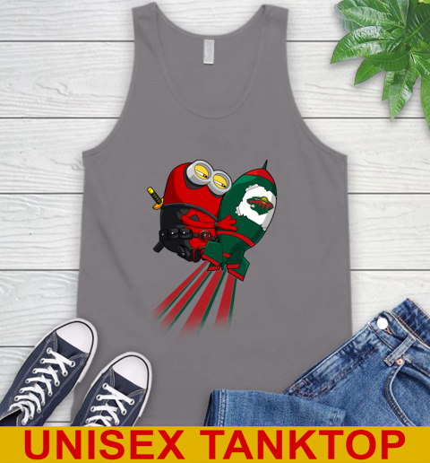 NHL Hockey Minnesota Wild Deadpool Minion Marvel Shirt Tank Top 6