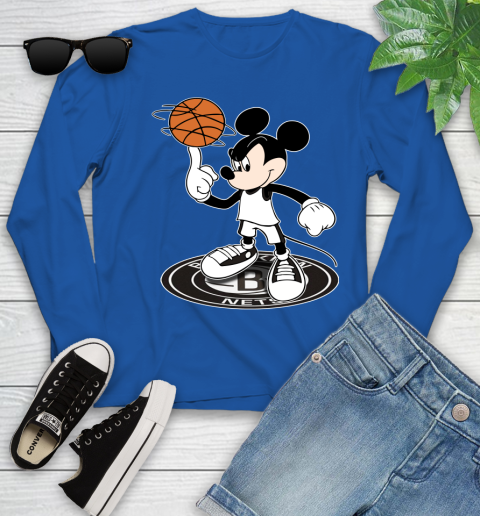 NBA Basketball Brooklyn Nets Cheerful Mickey Disney Shirt Youth Long Sleeve 10