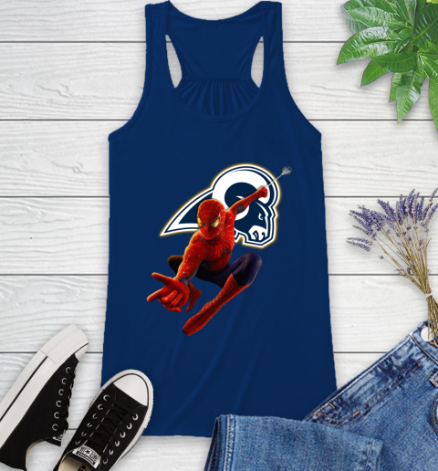 NFL Spider Man Avengers Endgame Football Los Angeles Rams Racerback Tank 9