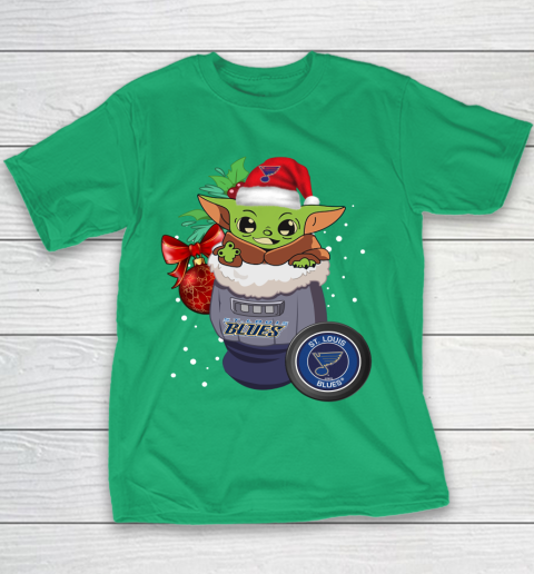 St.Louis Blues Christmas Baby Yoda Star Wars Funny Happy NHL Youth T-Shirt