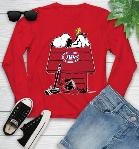 Montreal Canadiens NHL Hockey Snoopy Woodstock The Peanuts Movie Youth Long Sleeve 11
