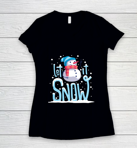 Christmas Snowman Let it Snow Women's V-Neck T-Shirt