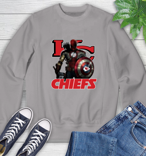 NFL Captain America Thor Spider Man Hawkeye Avengers Endgame Football Kansas City Chiefs Sweatshirt 5
