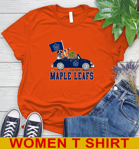 NHL Hockey Toronto Maple Leafs Darth Vader Baby Yoda Driving Star Wars Shirt Women's T-Shirt 4