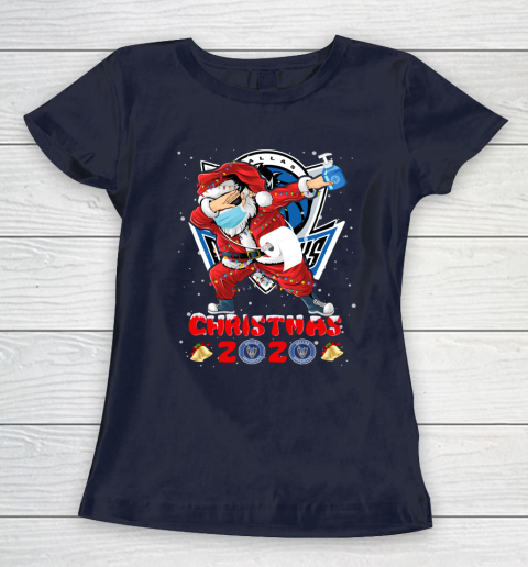Dallas Mavericks Funny Santa Claus Dabbing Christmas 2020 NBA Women's T-Shirt 2