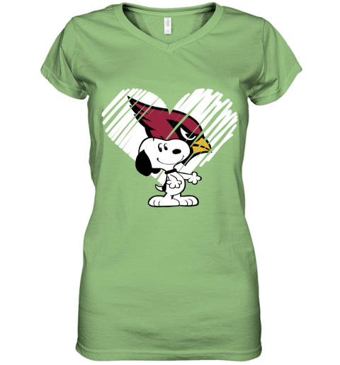 plv8 happy christmas with arizona cardinals snoopy women v neck t shirt 39 front lime