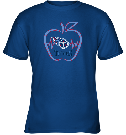 Apple Heartbeat Teacher Symbol Tennessee Titans Youth T-Shirt 