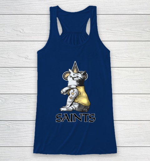 NFL Football My Cat Loves New Orleans Saints Racerback Tank 6
