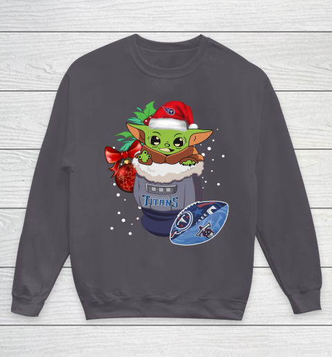 Tennessee Titans Christmas Baby Yoda Star Wars Funny Happy NFL Youth Sweatshirt 6