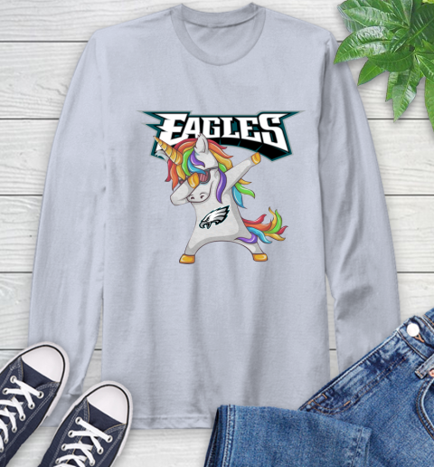 Philadelphia Eagles NFL Football Funny Unicorn Dabbing Sports Long Sleeve T-Shirt 6