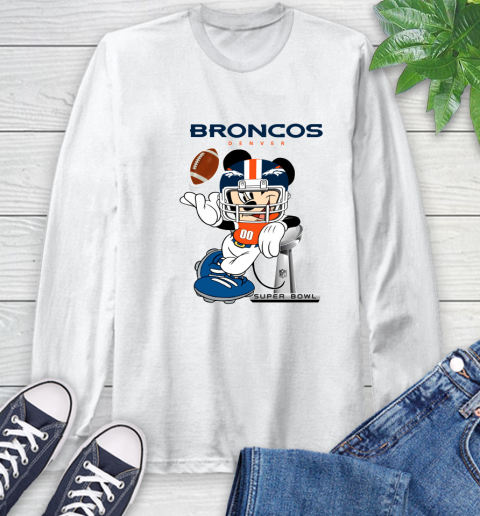 NFL Denver Broncos Mickey Mouse Disney Super Bowl Football T Shirt Long Sleeve T-Shirt