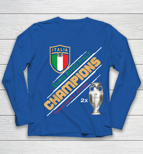 Italy Champions 2020 Euro Forza Azzurri Italia Football Youth Long Sleeve 7