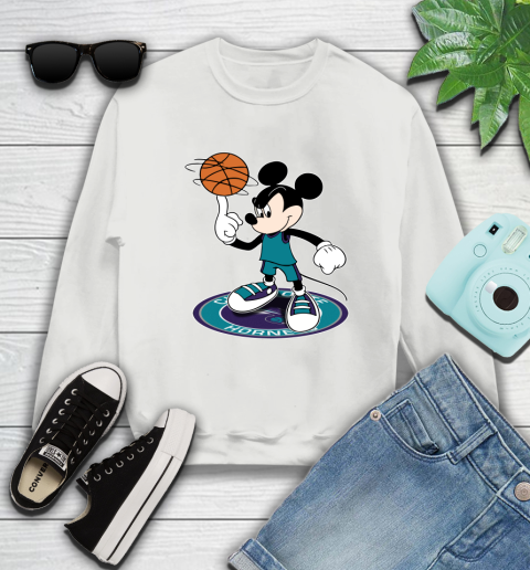 NBA Basketball Charlotte Hornets Cheerful Mickey Disney Shirt Sweatshirt 5
