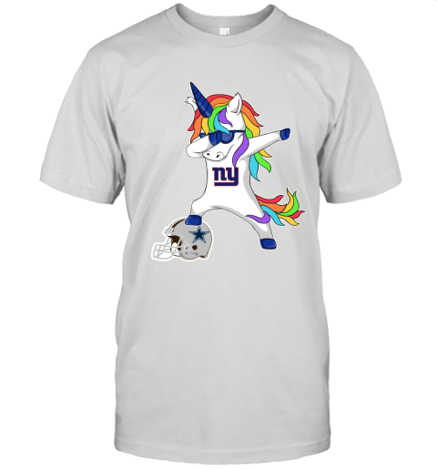 Football Dabbing Unicorn Steps On Helmet New York Giants Unisex Jersey Tee