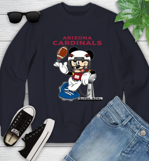 NFL Arizona Cardinals Mickey Mouse Disney Super Bowl Football T Shirt Youth Sweatshirt 3